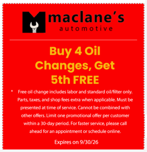 5th Oil Change FREE