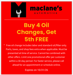 5th Oil Change FREE